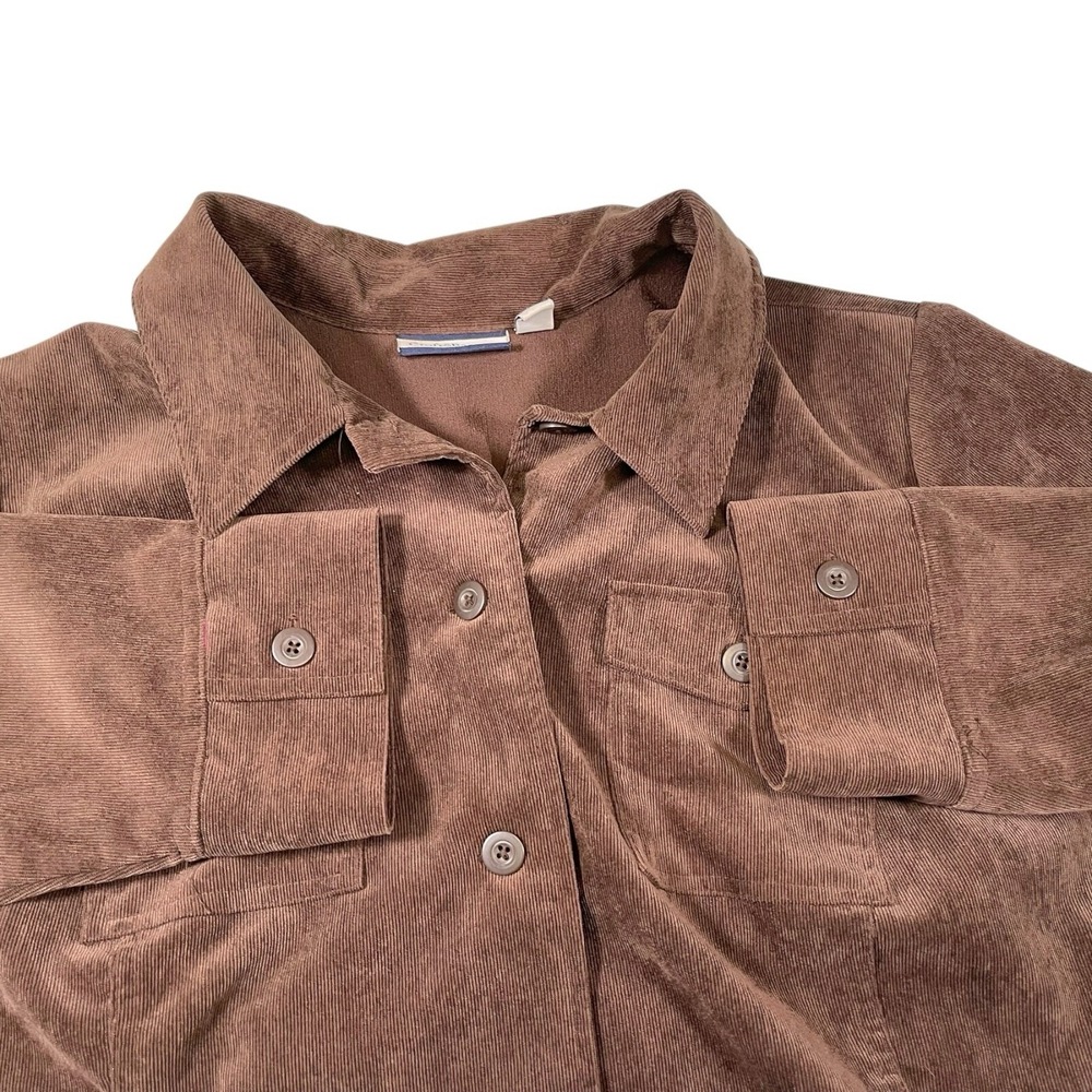 Croft & Barrow Large Brown Corduroy Button Up Shirt Jacket Utility Dark Academia